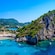 Panoramic view of the seaside village of Paleokastritsa in Corfu, Greece.